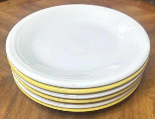 FIESTA 3 Yellow & 3 White Salad Plates 7.25" Fiestaware  HLC USA Sunflower