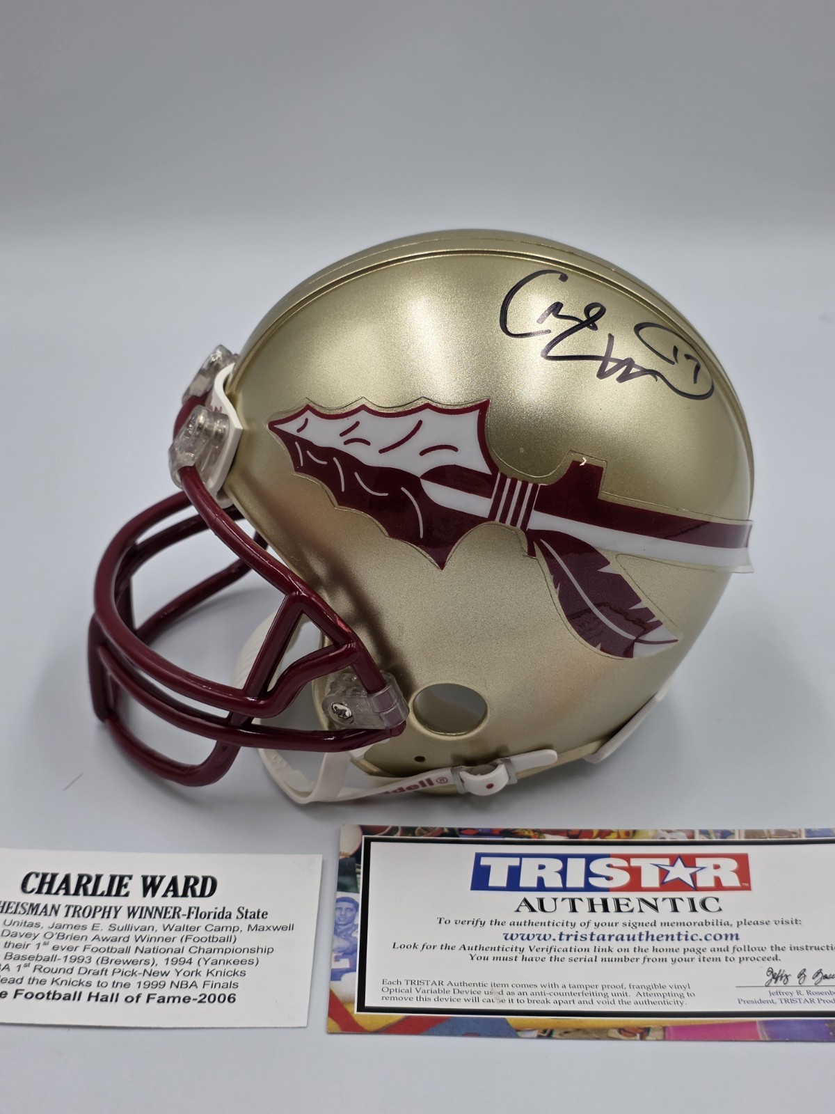 Charlie Ward Autographed Signed Florida State Seminoles / Mini Helmet TRISTAR 