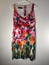NINE WEST dress  Mini/A Line Floral/pink   Sz 8 Cotton
