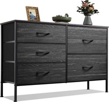 WLIVE Dresser 39.4" L x 11.8" W x 23.2" H, Charcoal Black Wood Grain Print 