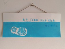be free, Wall Art on Watercolor, Blue, 4 x 9.875 in