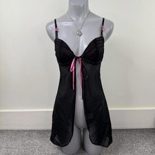 Y2K vintage mesh babydoll bow ruched underwire padded sheer pink black chemise