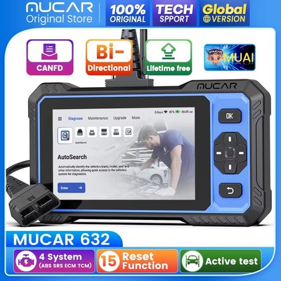 MUCAR 632 Lifetime FREE Update Scanner ABS SRS 4-System Diagnose CANFD AI-Assist