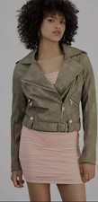 GUESS Womens Concetta Faux-Leather Moto Jacke...
