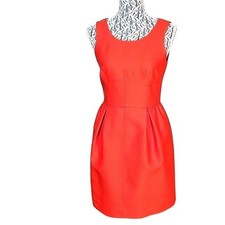 J CREW S Pleated shift Sleeveless Fit & Flare Dress Party Cocktail Work Red