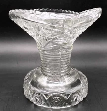 McKee Concord Punch Bowl Base Stand With Star Design Pressed Clear Glass Vintage