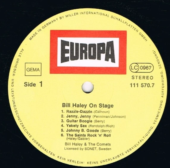 LP - Bill HALEY and the COMETS - BILL HALEY ON STAGE - german Press - Bild 3 von 3