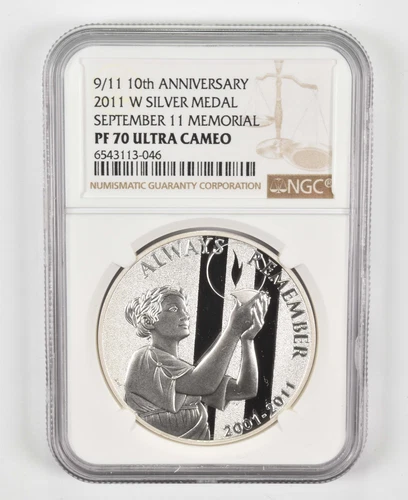 2011-W PF70 9/11 10th Anniv. September 11th Memorial Silver Medal NGC *4922