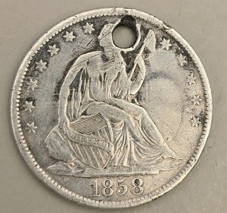 1858 Seated Liberty Silver Half Dollar 50C Philadelphia Mint