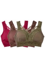 Rhonda Shear Women's 3pk Classic Pin-Up Bra Espresso/Berry