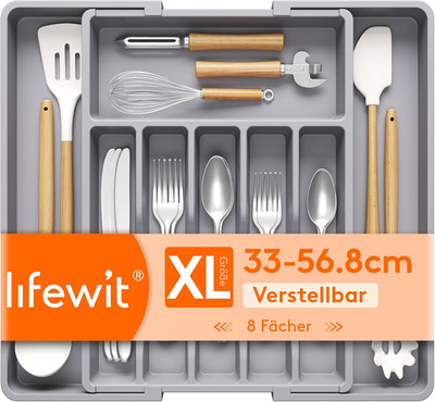 Silverware Drawer Organizer, Expandable Utensil Tray for Kitchen, BPA Free Flatw
