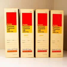 Lot of 4 Vintage Kodak Carousel 140 Slide Trays-Boxes & Instructions