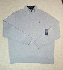 POLO RALPH LAUREN Sweater Luxury Jersey XL 2XL Mens Gray 1/4 Zip Pony Logo