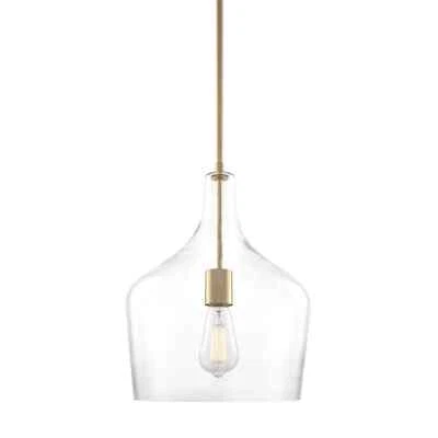 Kira Home Lucy 16" Modern Pendant Light + Clear Glass Vase Shade, Adjustable Han