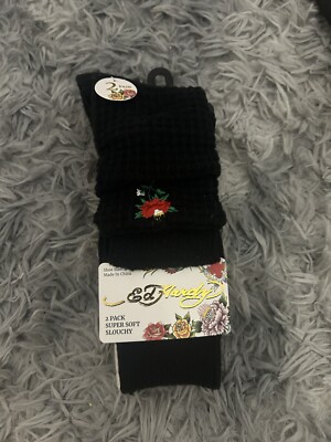 Ed Hardy 2 Pack Black and White Women s Socks Size 4-10