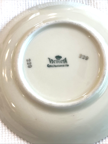 Set 2 piattini tazza Demitasse porcellana fine Cecoslevakia VICTORIA blu bianco - Foto 4 di 8