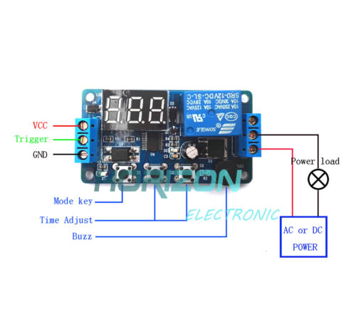 12V Programmable timer relay module Delay Timer Control Switch with LED - Afbeelding 1 van 4