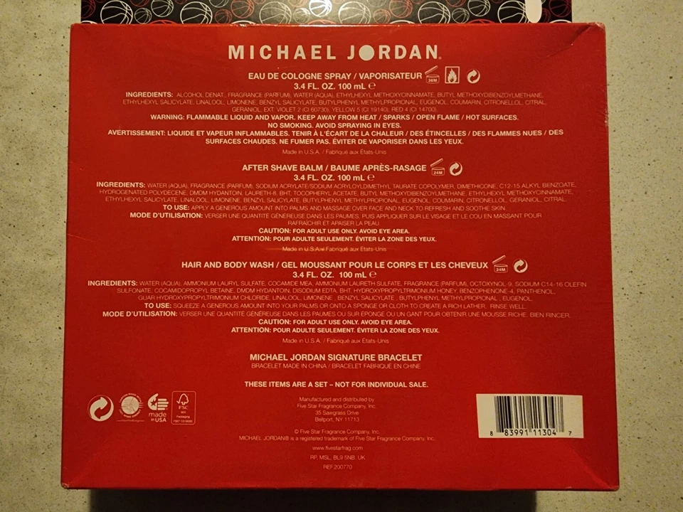 Michael Jordan Cologne Gift Set 4pc After Shave Balm Body Wash Rubber Bracelet  - Image 4 of 4