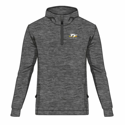 Isle of Man TT Races Official 1/4 Zip Charcoal Hoodie 20AHSW