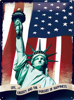 Nostalgic Art Blechschild Liberty USA Life and Pursuit Happiness Stars 30 x 40 *