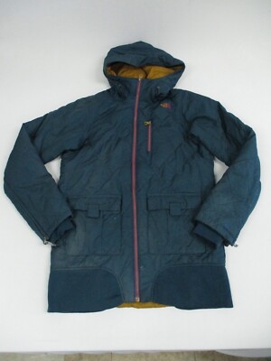 North Face Cryptic Jacket Womens Large Blue Winter Hooded Long Recco 550