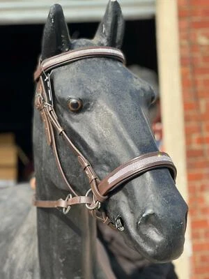 BRIGLIA EQUIPRIDE IN PELLE CRISTALLO BITLESS CON REDINI ANTISCIVOLO CROSS OVER