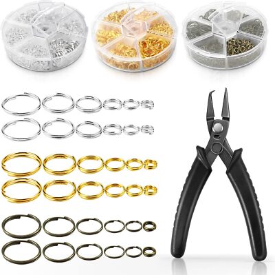 FSWCCK Split Rings Kit, 2070 PCS Double Loops Jump Ring 3 Colors,Bronze 