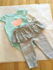 CARTER'S 2 PIECE BABY GIRLS PANT SET NWT SO CUTE SPARKLY HEART