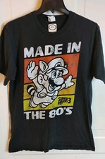 Super Mario Bros Shirt "Made In The 80s" Nintendo Black Retro Sz M Short Sleeve