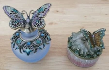 Vintage Ornate Art Glass Perfume Bottle and Monsoon Jewellery Case - EXCL-COND.!