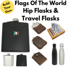 Flags Of The World Hip Flasks & Travel Flasks Engraved Gifts