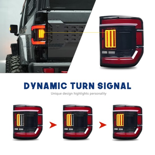 HCMOTION LED Tail Lights For Jeep Gladiator JT 2020-2025 Assembly Rear Lamps 2PC - Foto 10 di 16