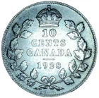 1928 Canadian 80% Silver 10 Cents King George V Lovely Circulated Canada Dime