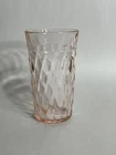 Hazel Atlas Glass DIAMOND OPTIC Pink Flat 12 oz Iced Tea Tumbler