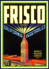 FRISCO (SAN FRANCISCO FERRY BUILDING) HISTORIC CRATE LABEL ART~NEW 1981 POSTCARD