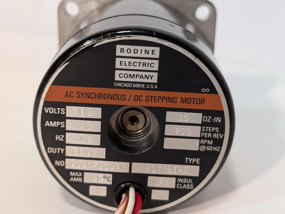 Bodine Electric 23T1BEHD AC Synchronous / DC Stepping Motor, 1.3V, 3.8A, Contin - Image 4 of 4