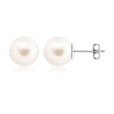 ANGARA Freshwater Pearl Solitaire Stud Earrings in Silver for Women (12mm)