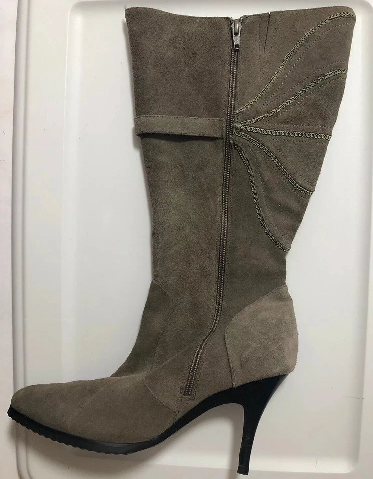 Botas hasta la rodilla Fitzwell gris tacón de aguja talla 9,5 M cuero Foto 2 de 4