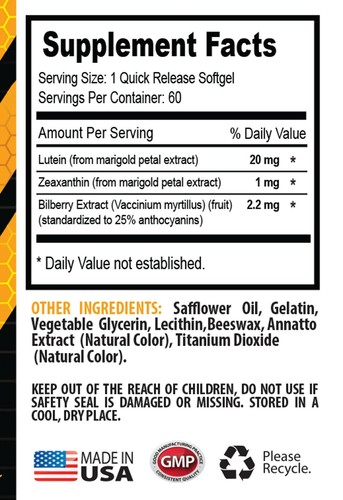 vision support eye vitamins - EYE VISION GUARD - Zeaxanthin 1 Bottle 60 Softgels - Picture 2 of 5