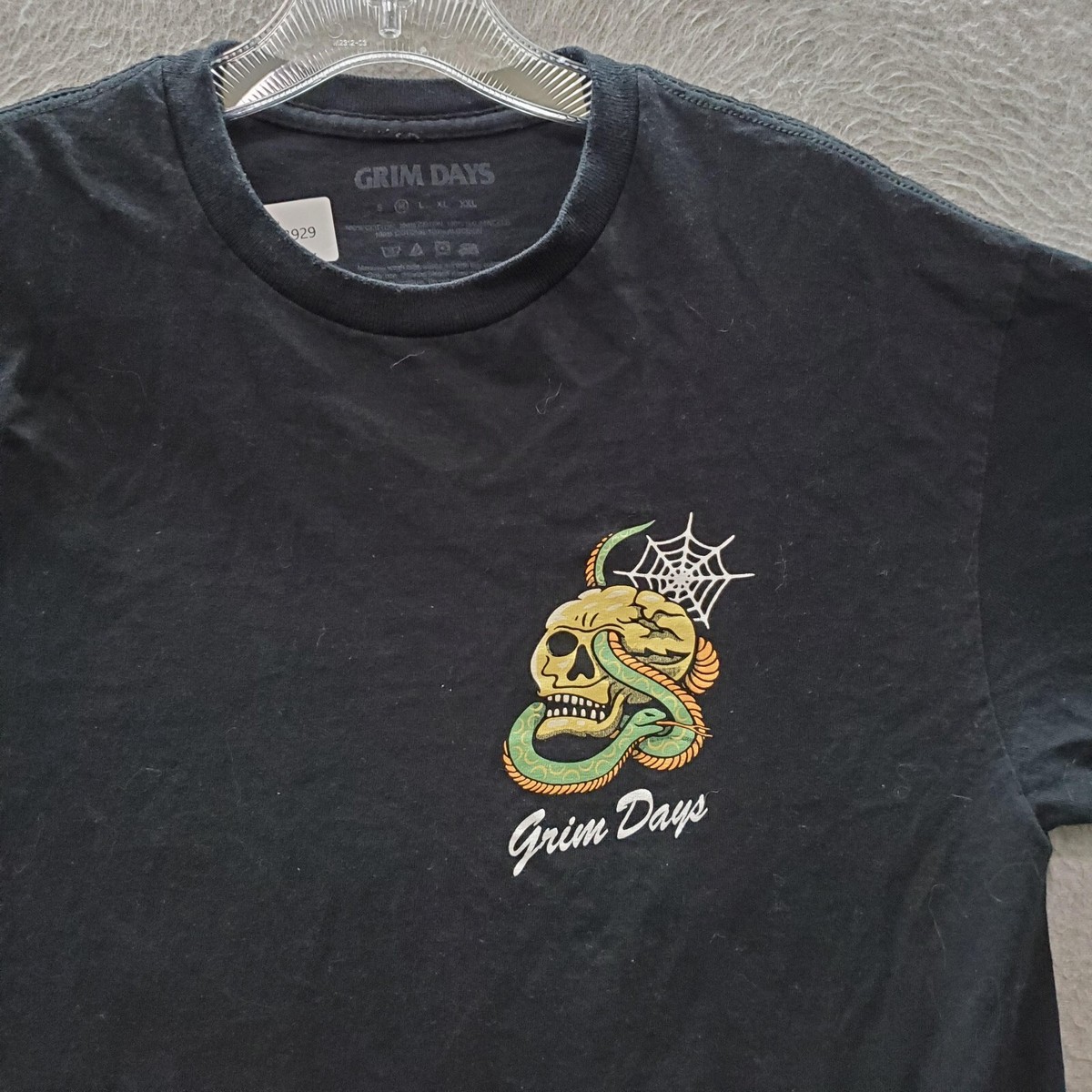 Grim Days Men T-Shirt Medium Black Logo Skull Snake Japan Graphic 