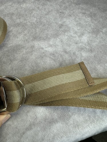 Gucci Logo Web Stripe Khaki Belt Sherry Line 95/38 - Picture 6 of 9
