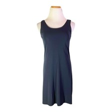 Vintage 90s DKNY Size PS Navy Blue Tank Dress Stretchy Knit Mesh Trim