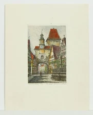 Vintage Rothenburg Ernst Geissendorfer Signed Original Color Etching Print