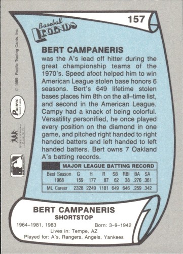 1988 and 1989 Pacific Baseball Legends MLB Set Break #1-#220 — You Choose! - Picture 313 of 441