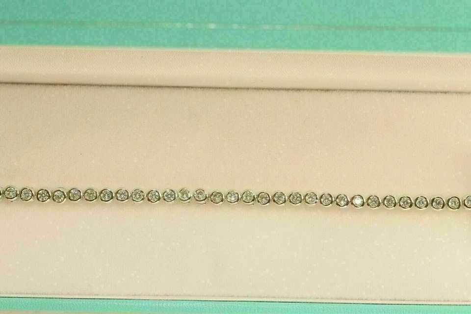 Bezel Set Tennis Bracelet 4Ct Round Lab-Created Diamond 14K Yellow Gold Plated - Image 4 of 4