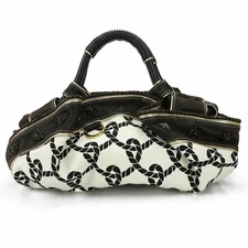 Loewe 2007 Limited Nappa Aire Rope Handbag Anagram Leather Canvas Brown Cream