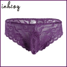 Mens Sissy Floral Lace Panties Bulge Pouch Bikini Briefs G-string Underwear Gay