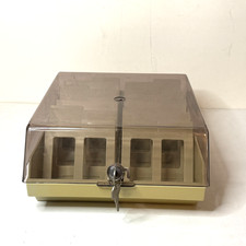 Vintage 3.5" Dual Floppy Disk 2-ROW Plastic Locking Storage Case w/KEYS dividers