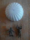 1963 MARX  D-Day Playset 2 flat green Paratroopers + opened Chute