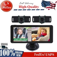 Dual Channel 1080P Baby Car Camera in Black, 6.86 Inch HD Split Screen for 2 Kid